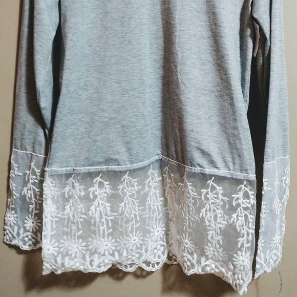 Grey Cotton Lace Shirt - Picture 3 of 4